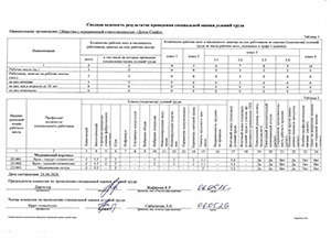 Сводная ведомость результатов проведения СОУТ (24.04.2026)